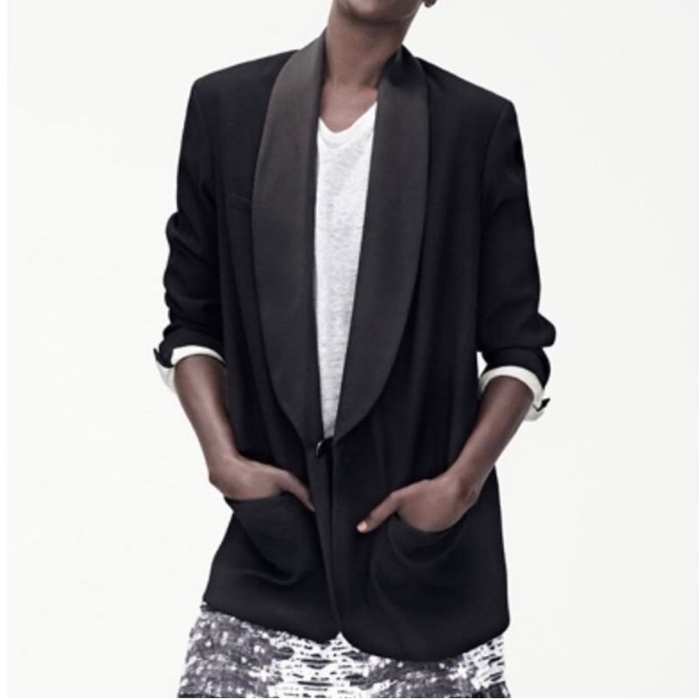 Isabel Morant pour H&M Wool Tuxedo Jacket in Black - 4